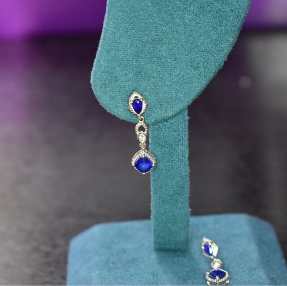 Blue Spinel and Zircon Earrings